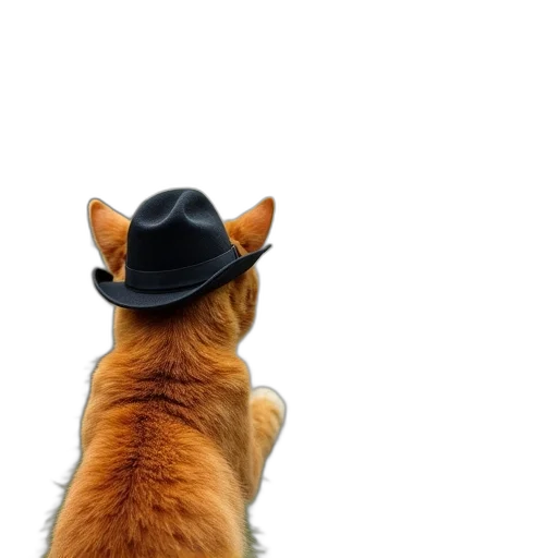 hat, animal, staff, jacket, photorealistic, orange, cat, wearing transparent PNG cut-out