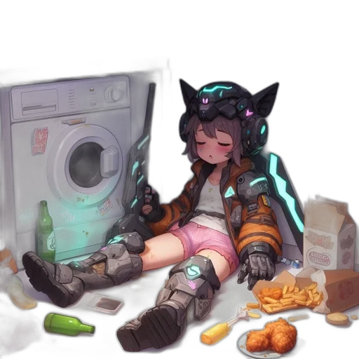 robot, food, creature, weapon, cyberpunk, concept art, pixel art, vaporwave transparent PNG cut-out