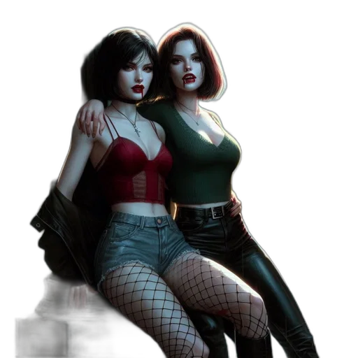 comic book art, concept art, fantasy art, pixel art, red, dark, green, two transparent PNG cut-out