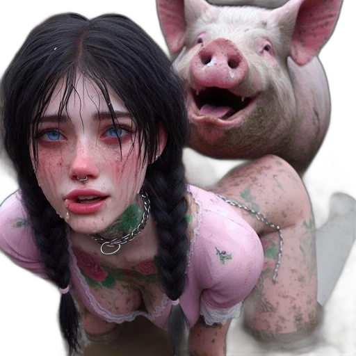 creature, animal, photorealistic, concept art, 3d render, fantasy art, young, woman transparent PNG cut-out
