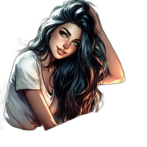 face, hair, jewelry, photorealistic, fantasy art, comic book art, cartoon, neon lights transparent PNG cut-out