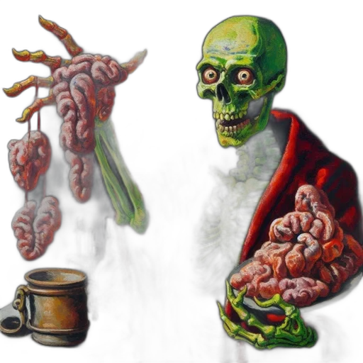food, creature, concept art, photorealistic, fantasy art, 3d render, fog, eerie transparent PNG cut-out