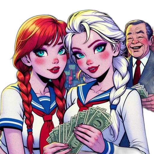comic book art, cartoon, concept art, neon lights, two, animated, female, characters transparent PNG cut-out