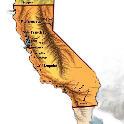 detailed, map, western, united, states, highlighting, state, california transparent PNG cut-out