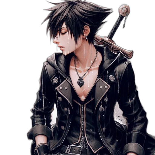 staff, jacket, sword, weapon, fantasy art, concept art, photorealistic, comic book art transparent PNG cut-out