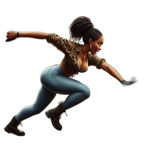 concept art, 3d render, inside, modern, art, gallery, woman, lunges transparent PNG cut-out
