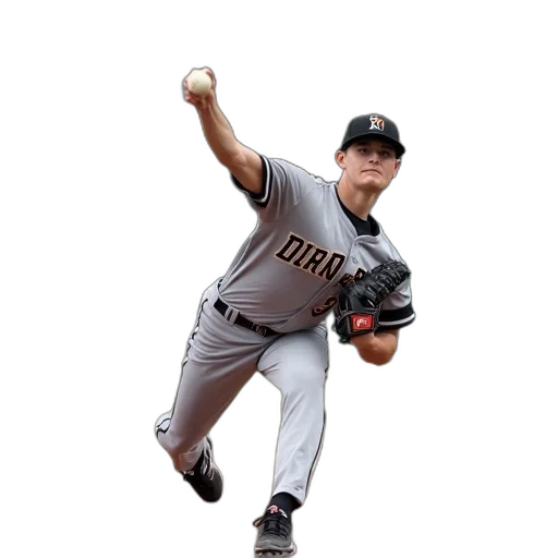 animal, creature, photorealistic, baseball, player, grey, shirt, black transparent PNG cut-out