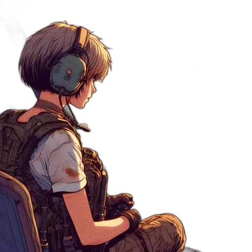 weapon, robot, face, dress, cyberpunk, concept art, watercolor, anime transparent PNG cut-out