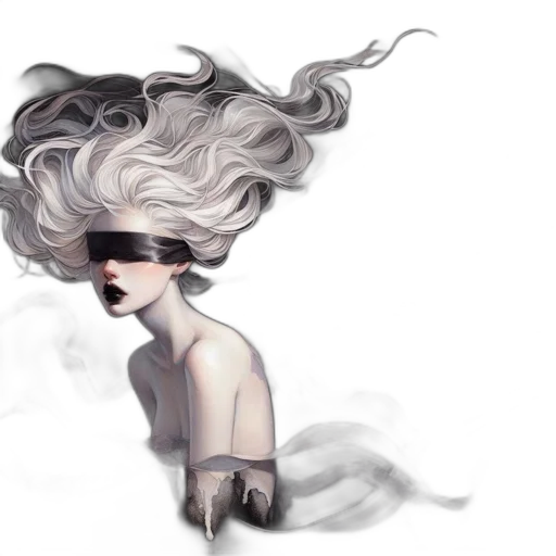hair, mask, dress, creature, concept art, fantasy art, watercolor, photorealistic transparent PNG cut-out