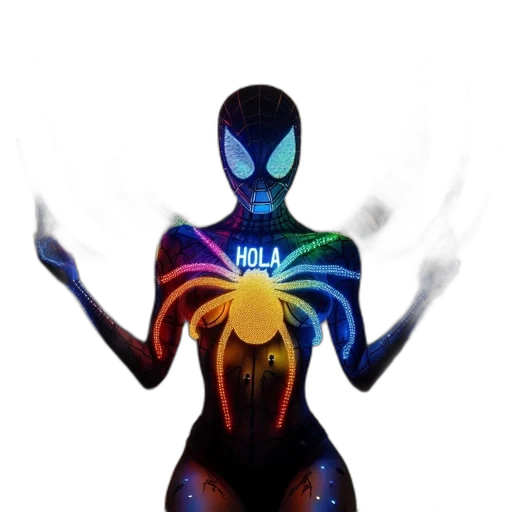 mask, concept art, 3d render, comic book art, pixel art, neon lights, neon, figure transparent PNG cut-out