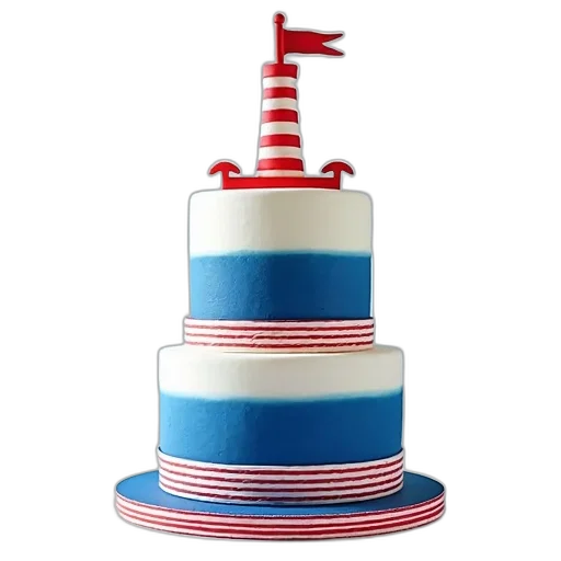 hat, 3d render, stack, three, nautical-themed, cakes, blue, white transparent PNG cut-out