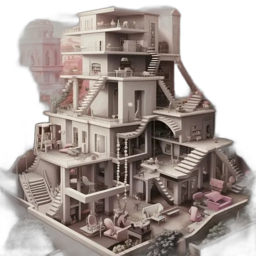 building, furniture, jewelry, concept art, 3d render, fantasy art, photorealistic, city street transparent PNG cut-out