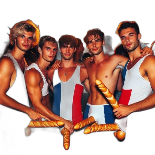 staff, hair, weapon, sword, five, men, french, flag-colored transparent PNG cut-out