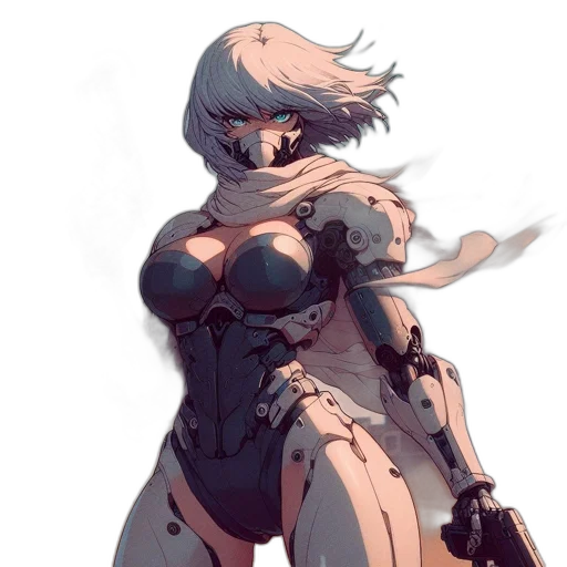 robot, weapon, dress, sword, cyberpunk, concept art, anime, pixel art transparent PNG cut-out