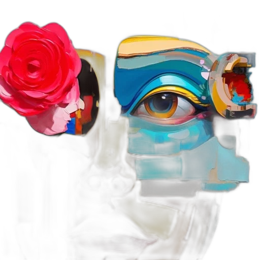 mask, face, crown, flower, concept art, photorealistic, vaporwave, 3d render transparent PNG cut-out