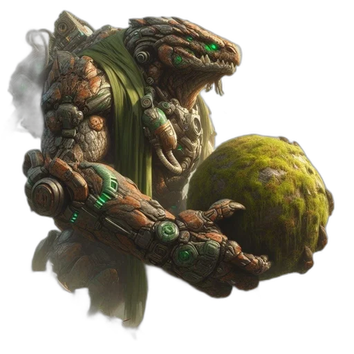 creature, dragon, weapon, robot, concept art, fantasy art, green, mechanical transparent PNG cut-out