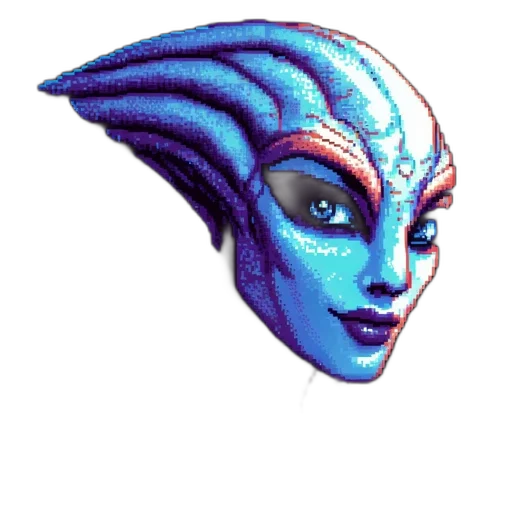 mask, face, creature, staff, pixel art, fantasy art, concept art, vaporwave transparent PNG cut-out