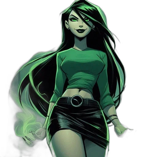 comic book art, concept art, fantasy art, cartoon, green, animated, female, character transparent PNG cut-out