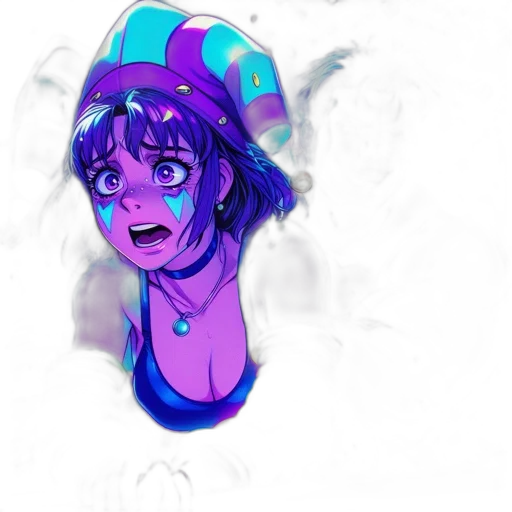 face, mask, hat, bottle, concept art, anime, fantasy art, vaporwave transparent PNG cut-out