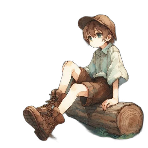 hat, staff, shoes, weapon, watercolor, concept art, anime, fantasy art transparent PNG cut-out