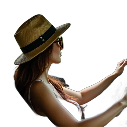 hat, staff, jewelry, photorealistic, 3d render, concept art, cartoon, person transparent PNG cut-out