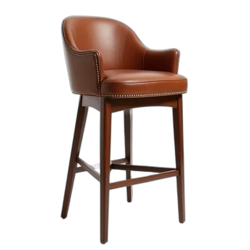 furniture, 3d render, walnut, colored, swivel, counter, stool, leathery transparent PNG cut-out