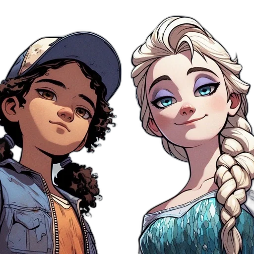 comic book art, concept art, cartoon, fantasy art, blue, two, contrasting, female transparent PNG cut-out