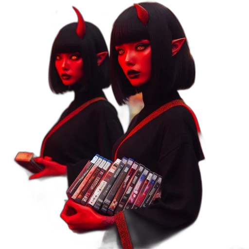 mask, staff, concept art, 3d render, pixel art, fantasy art, red, two transparent PNG cut-out