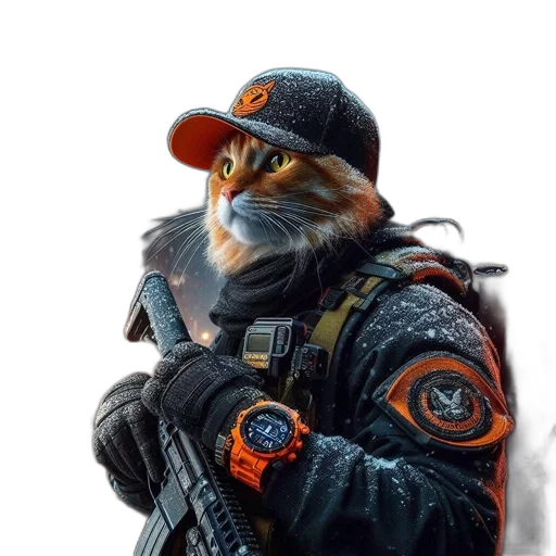 animal, staff, jacket, hat, concept art, cyberpunk, photorealistic, fantasy art transparent PNG cut-out