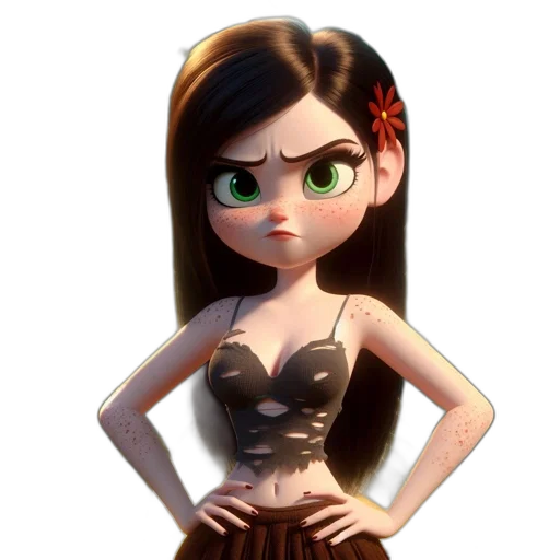 dress, cartoon, 3d render, concept art, fantasy art, animated, figure, young transparent PNG cut-out