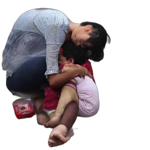 photorealistic, mother, told, her, kids, missing, despair, loneliness transparent PNG cut-out