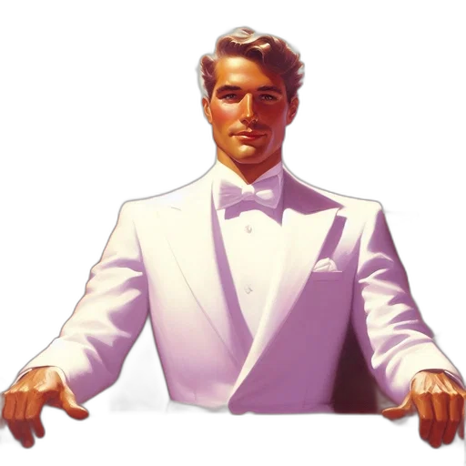 jacket, staff, robot, face, pixel art, concept art, vaporwave, photorealistic transparent PNG cut-out