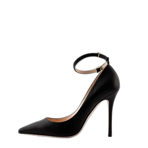 shoes, black, high-heeled, shoe, pointed, toe, thin, curved transparent PNG cut-out
