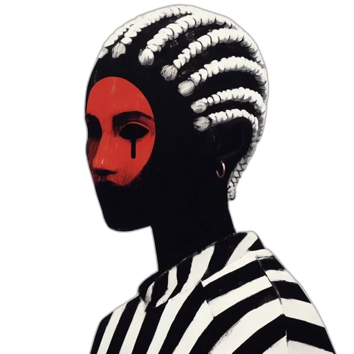 mask, hair, face, crown, concept art, comic book art, fantasy art, photorealistic transparent PNG cut-out