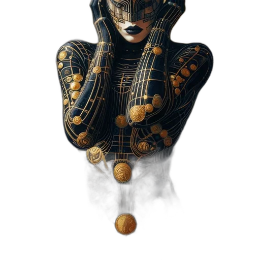mask, jewelry, robot, face, fantasy art, concept art, photorealistic, 3d render transparent PNG cut-out