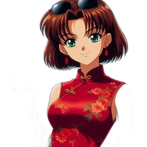 dress, flower, face, jewelry, anime, photorealistic, vaporwave, cartoon transparent PNG cut-out
