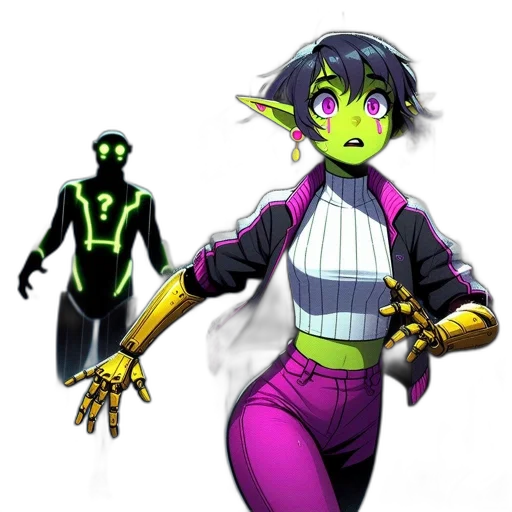 staff, jacket, concept art, comic book art, fantasy art, pixel art, neon lights, neon transparent PNG cut-out