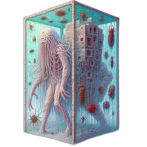 creature, robot, furniture, hair, cyberpunk, concept art, fantasy art, vaporwave transparent PNG cut-out