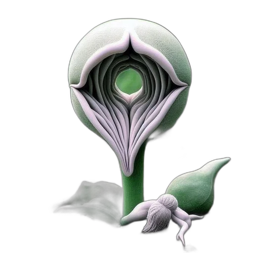creature, mask, flower, staff, concept art, fantasy art, 3d render, watercolor transparent PNG cut-out