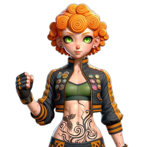 jacket, concept art, fantasy art, 3d render, cartoon, character, depicts, 3d-animated transparent PNG cut-out