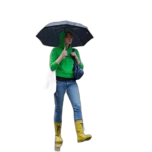 umbrella, jacket, hat, staff, 3d render, concept art, photorealistic, rain transparent PNG cut-out