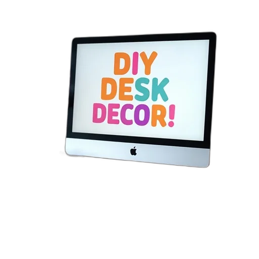 furniture, 3d render, well-organized, desk, computer, monitor, displaying, text transparent PNG cut-out