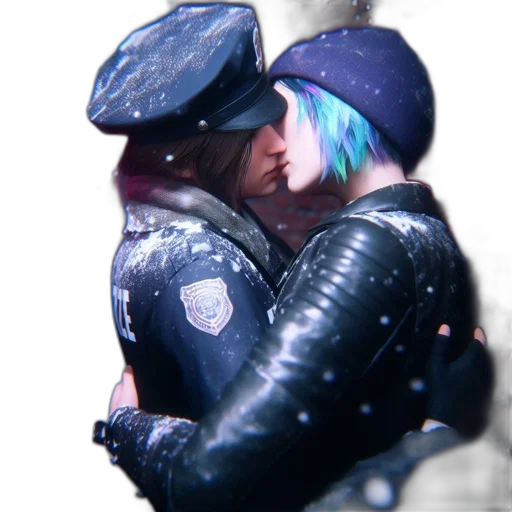 jacket, hat, cyberpunk, 3d render, photorealistic, concept art, snowy, night transparent PNG cut-out
