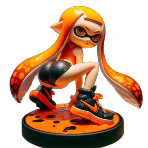 weapon, dress, concept art, 3d render, figurine, character, long, orange transparent PNG cut-out