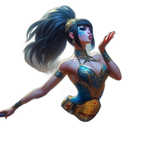 mask, staff, fantasy art, concept art, anime, pixel art, blue, woman transparent PNG cut-out