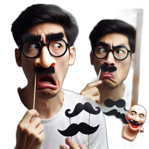 mask, face, staff, cartoon, concept art, 3d render, photorealistic, man transparent PNG cut-out