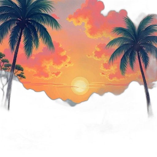 umbrella, watercolor, vaporwave, concept art transparent PNG cut-out
