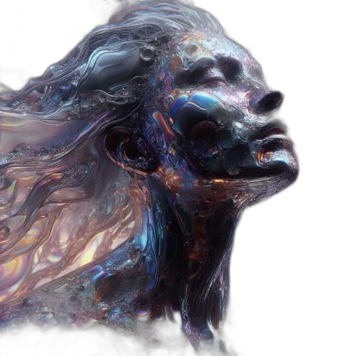 hair, face, mask, creature, concept art, photorealistic, fantasy art, 3d render transparent PNG cut-out