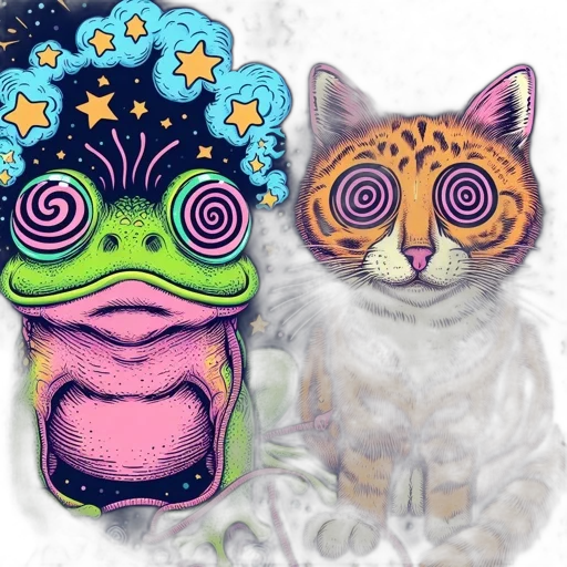 mask, concept art, fantasy art, watercolor, cartoon, outer space, neon, colorful transparent PNG cut-out