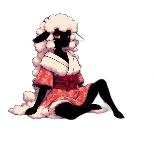 dress, creature, animal, staff, pixel art, concept art, anime, watercolor transparent PNG cut-out